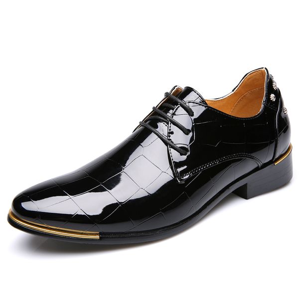 

phenkang mens formal shoes genuine leather oxford shoes for men italian 2019 dress wedding laces leather brogues, Black