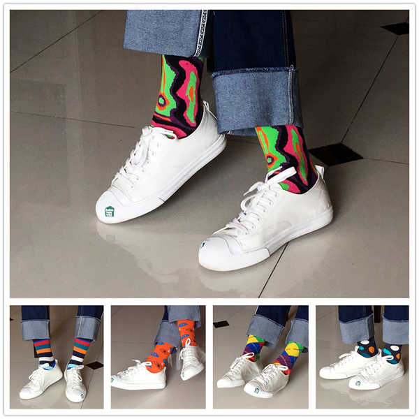 

мужчины хлопок crew носки пять моделей и цветов happy socks, Black