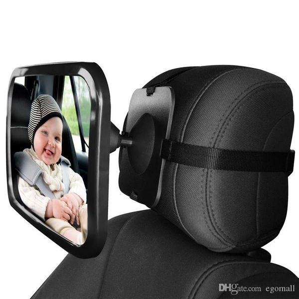 

baby car mirror for rear view - facing back seat for infant toddler child in car seat- 360 adjustable & double straps safety