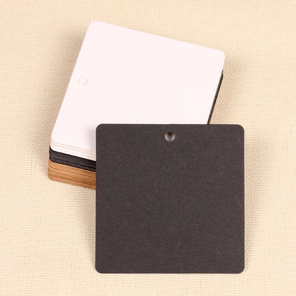 6 x 6 cm leere quadratische Paketanhänger auf Geschenkanhängern aus braunem Kraftpapier, 350 g/m², Karton, DIY-Preisschild