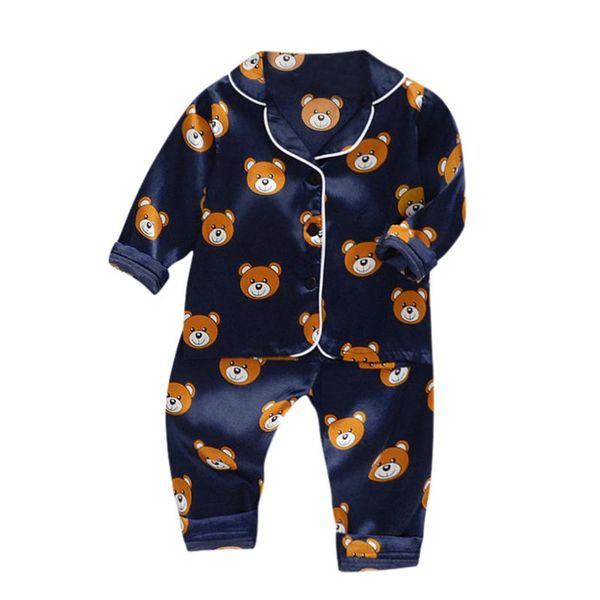 

baby pyjamas sets 2020 new autumn children cartoon pajamas for girls boys sleepwear long-sleeved cotton nightwear kids clothes, White