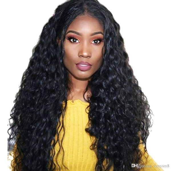 

бразильская волна воды 360 lace фронтальная парики фронта шнурка человеческих волос парики pre сорванные с ребенком волос remy бразильский п, Black