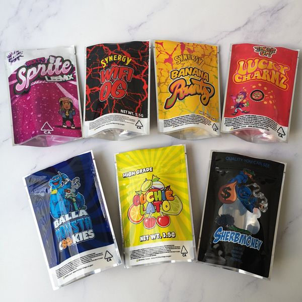 

new 3.5g lucky charmz bags ouchie lato mylar bag sherbmoney dirty smell proof 85x125cm smell proof bags 420 dry herb flowers packaging