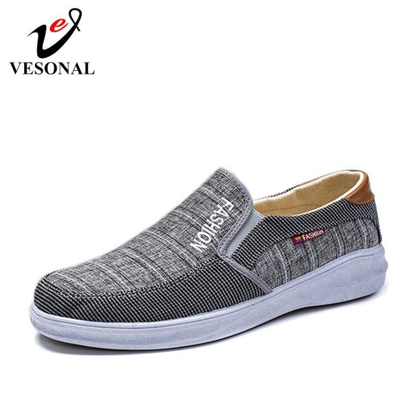 

vesonal 2019 summer slip-on canvas sneakers men shoes loafers moccasins comfortable light lightweight male shoes casual, Black