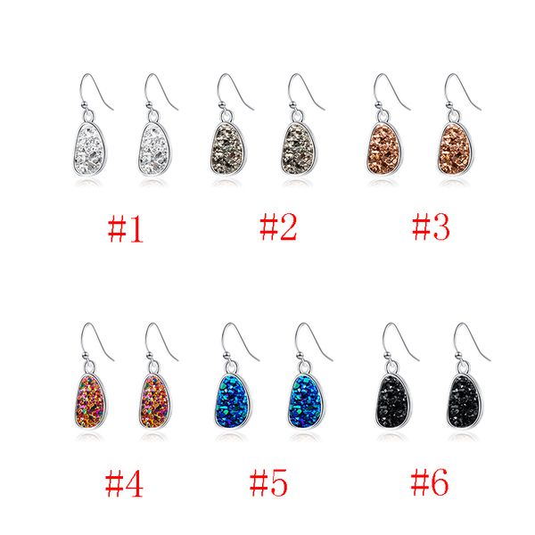 

ear pendants earrings with irregular water drop molding in natural crystal clusters 6colors for woman tc190429 10pcs, Black
