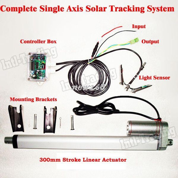 Freeshipping 1KW полный одной оси Солнечной системы слежения Kit-300 мм линейный привод электрический контроллер для PV солнечного света солнечный трекер