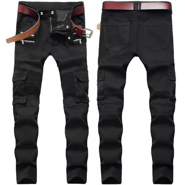 

denim new men's designer pants brand slim tailoring jeans men's trousers denim army european and american style, Blue