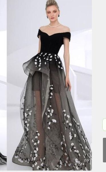 

evening dress youself aljasmi v-neck off-shoulder a-line ankle-length sleeveless sheer lace embroidery flower sequins strapless backless, Black;pink