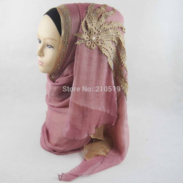 

about 180*68cm muslim wedding embroidery scarf hijab, Red