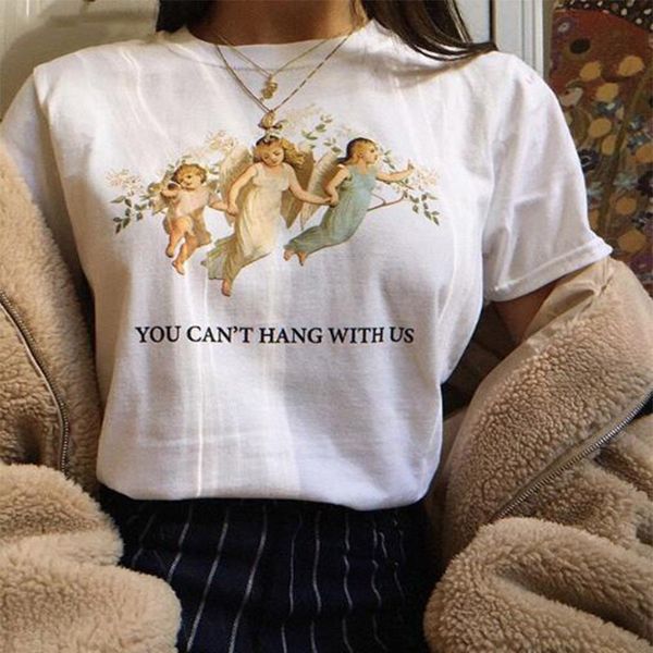 

женщины тенниски женщины дизайнер tops урожай camiseta живопись версия для печати женского mujer harajuku streetwear повседневного 2019 ново, White