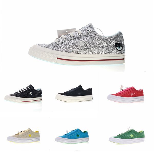 

2018 new chiara ferragni x one star eyes 74 ox pinstripe casual canvas shoes women men silver chaussures fashion designer sneakers size35-44, Black