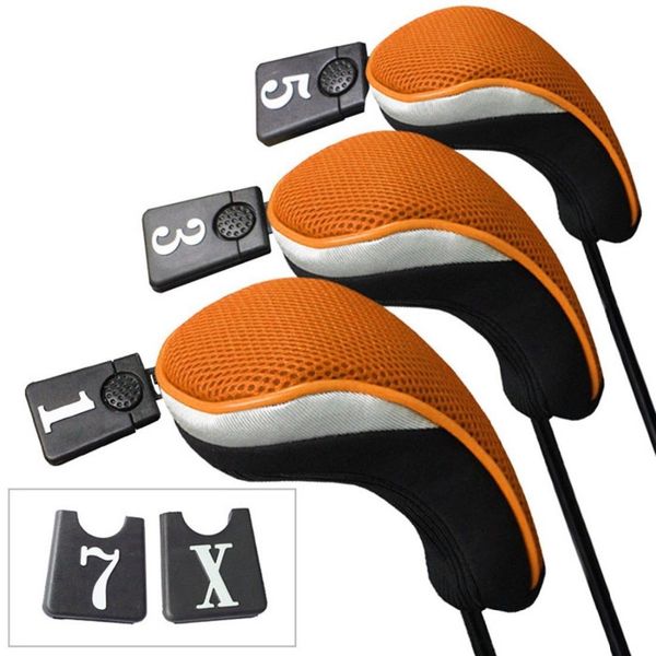 

club heads 3pcs soft 1 3 5 wood golf club driver headcovers head covers set - orange black