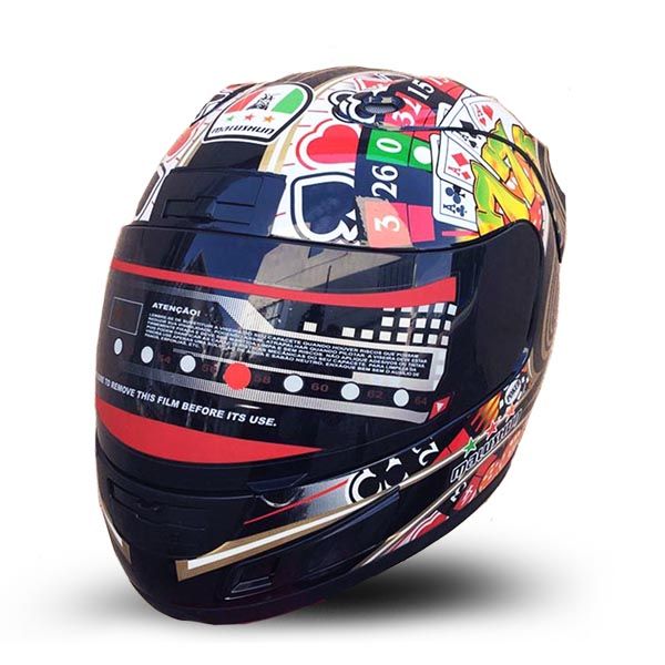 

malushun mlu-012 motorcycle helmet women flip up motocross helmet moto helmet capacetes poker printing casque moto abs material
