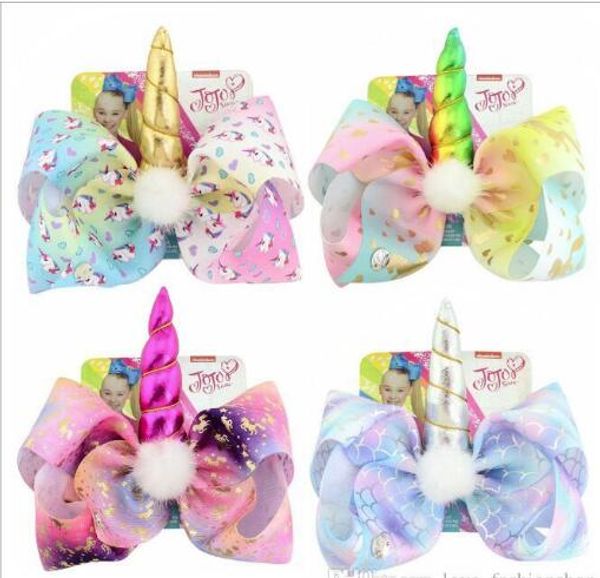 

baby girls unicorn hair bows clips rainbow star loving horse hair clip party supplies barrettes kids cosplay hair accessories, Slivery;white