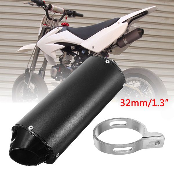 

bike motorcycle black muffler exhaust pipe compact length clamp dirt atv for 50cc 110cc 125cc durable useful pit
