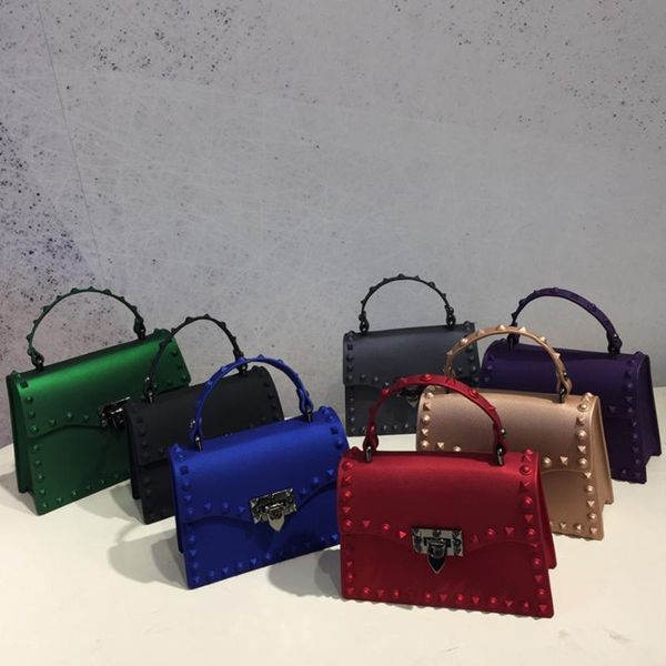 

2019 pvc rivet jelly women messenger bags handbags women bags jelly bag fashion shoulder bag handbag