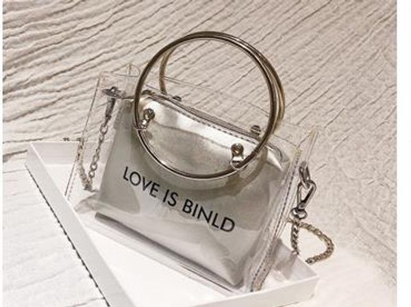 

super fire jelly transparent small bag female 2020 summer new arrival tide ring wild fairy messenger chain bag