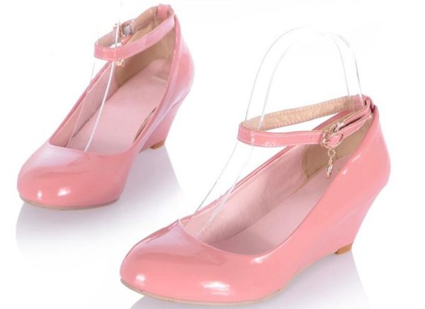 

send 2018 spring new style slope heel round head women's shoes, Black