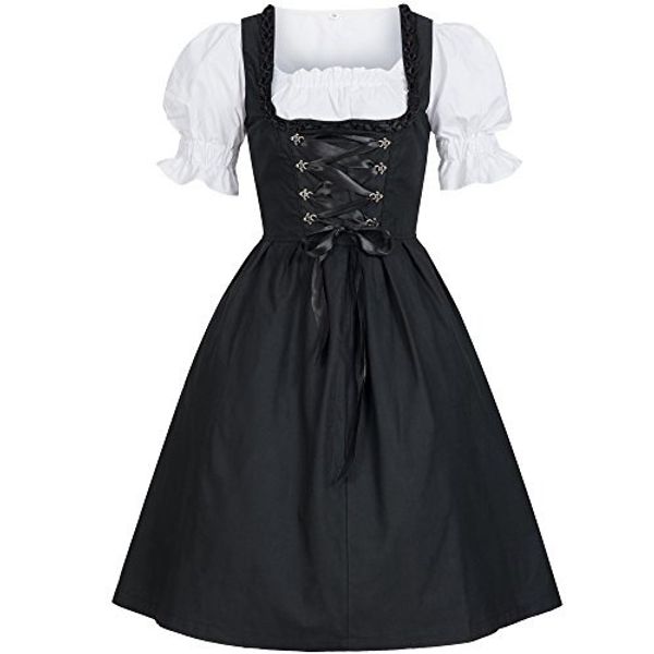 

german ladies beer maid dirndl bavarian oktoberfest dress with apron costumes party halloween fancy dress plus size s-5xl, Black;red
