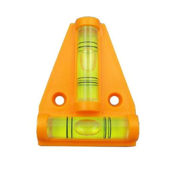 

t type bubble spirit level triangular plastic mini bubble level accessories color red black orange 58*44*13mm