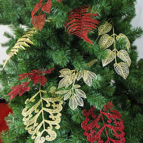 

christmas tree ers artificial glitter sheet leaves tree fake flower decoration christmas leaves