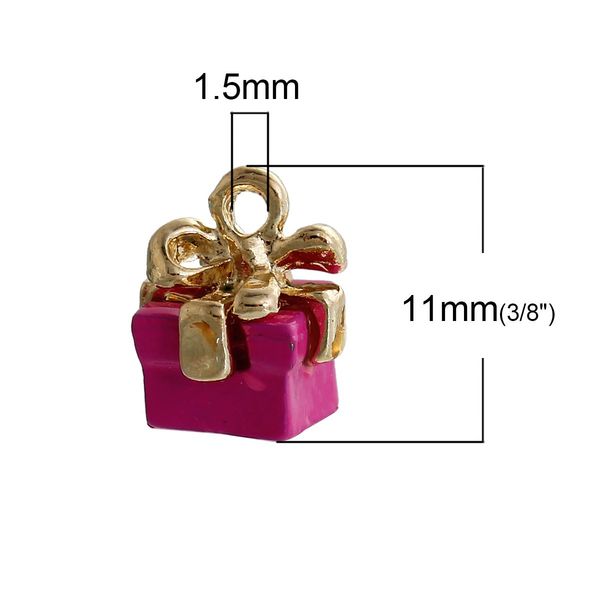 

wholesale-pendants box gold plated bowknot fuchsia painting 11mm( 3/8") x 9mm( 3/8"),10 pcs new jewelry making diy, Bronze;silver