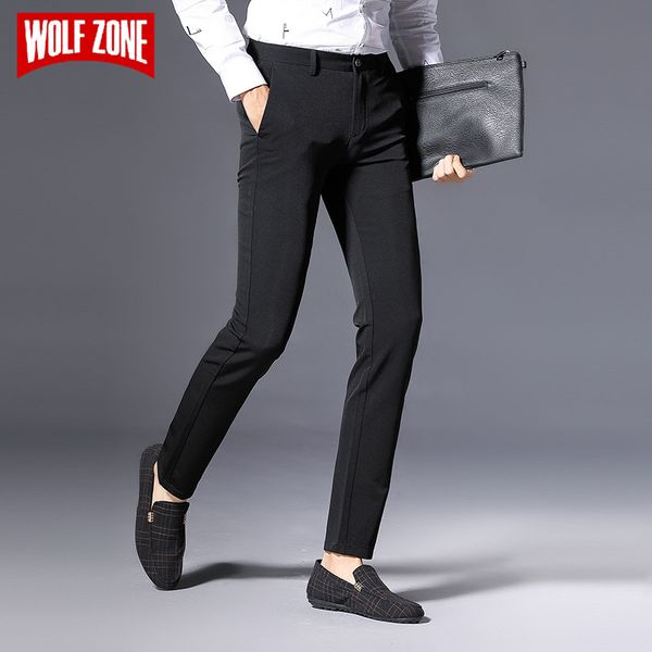 

2018 spring and autumn classic casual pants men fashion slim fit male trousers zipper mens business brand clothing, Black
