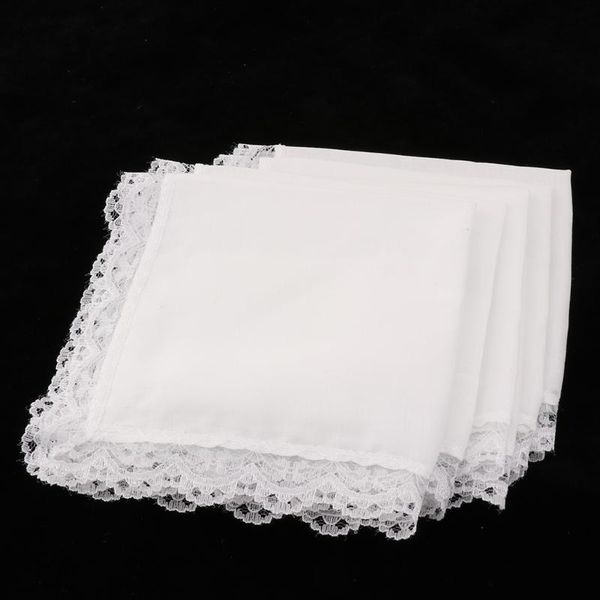 

20 pieces blank white cotton hankies pocket squares for women wedding bridal handkerchief crochet lace brim, Blue;purple