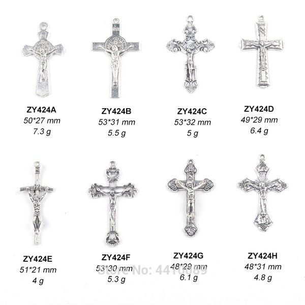 

zinc alloy catholic crucifix religious rosary necklace cross pendant, Silver