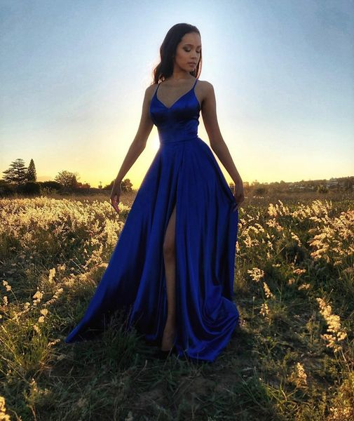 

сексуальные женские a-line royal blue v-образным вырезом длинные вечерние платья с карманами развертки поезд robe de soiree на заказ крест-н, Black;red