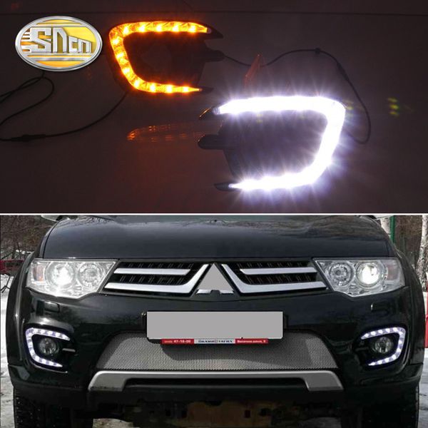 

for mitsubishi pajero sport montero sport 2013 2014 2015 daytime running lights fog lamp cover 12v abs led drl car styling