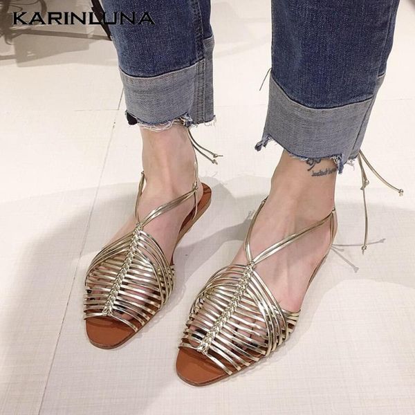 

karin 2020 new fashion gladiator woman shoes flat with cross-tied summer casual women sandals, Black