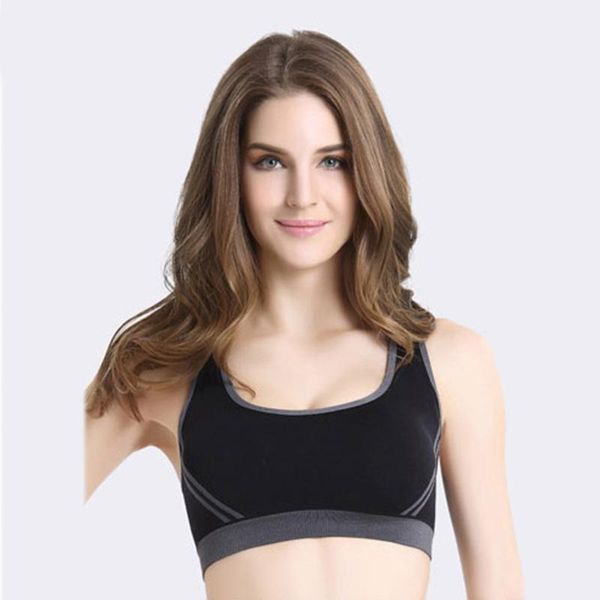 

indoor fitness quick drying seamless sports bra women absorb sweat yoga bra padded push up stretch vest running underwear d30, White;black
