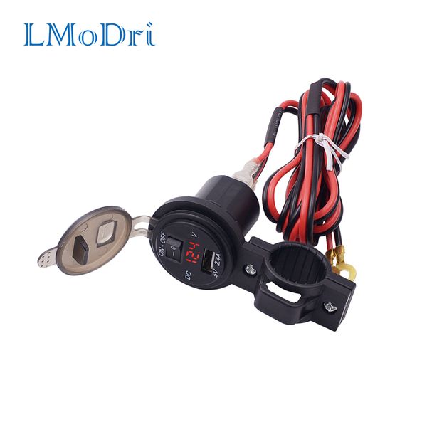 

lmodri 5v 2.1a/1a dual usb car charger led display universal phone cigarette lighter socket adapter digital voltmeter 12-24v