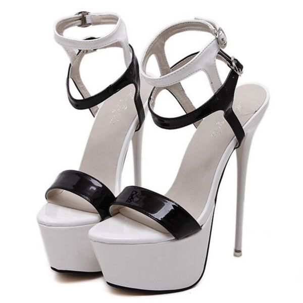 

2019 new summer women high heels sandals 16cm fashion stripper shoes party pumps shoes women platform sandals c27, Black
