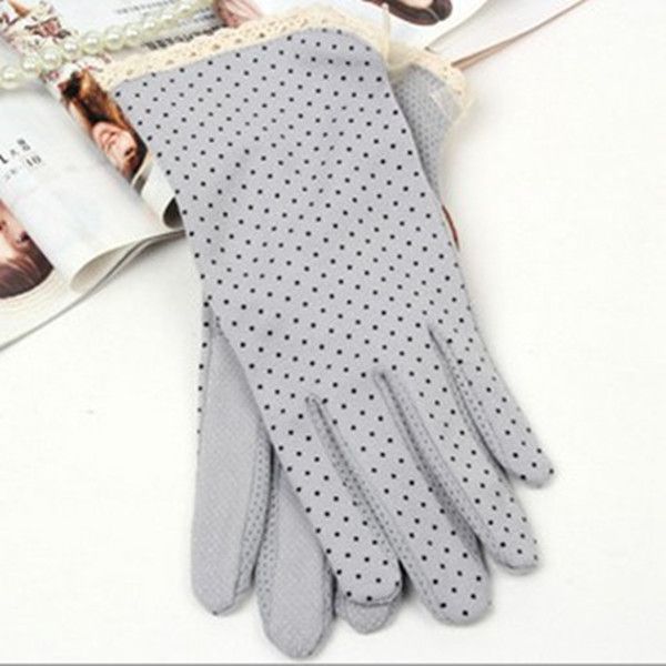 

новый летний dot лук перчатки тонкий защита от солнца женские вождения короткие солнцезащитные перчатки дамы хлопок 5 цветов harajuku черный