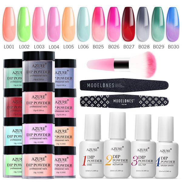 

beauty 19pcs/lot thermal chameleon dipping powder nail art base coat set glitter gradient color nail dip system powder, Silver;gold