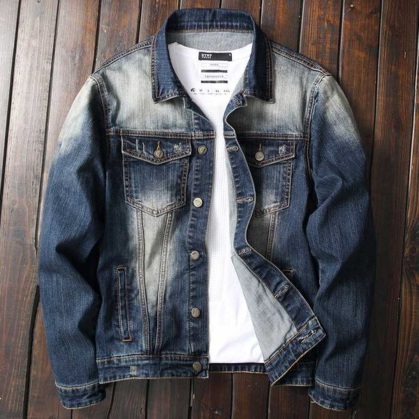 

весна 2020 новый мужской vintage denim куртка классический стиль мода тонкий fit с длинным рукавом джинсы куртки мужчина отложным одежда, k3, Black;brown