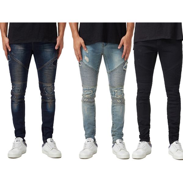 

moto/biker three color xintang denim jean skinny fit/slim fit pant for men, Blue