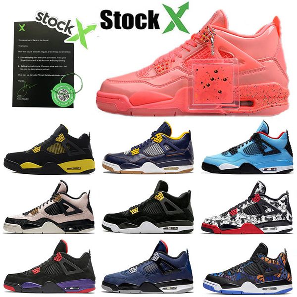 

jumpman basketball shoes youth favorite air jordan retro 4 4s punch travis scotts designer sneakers men women 5.5-13, White;red