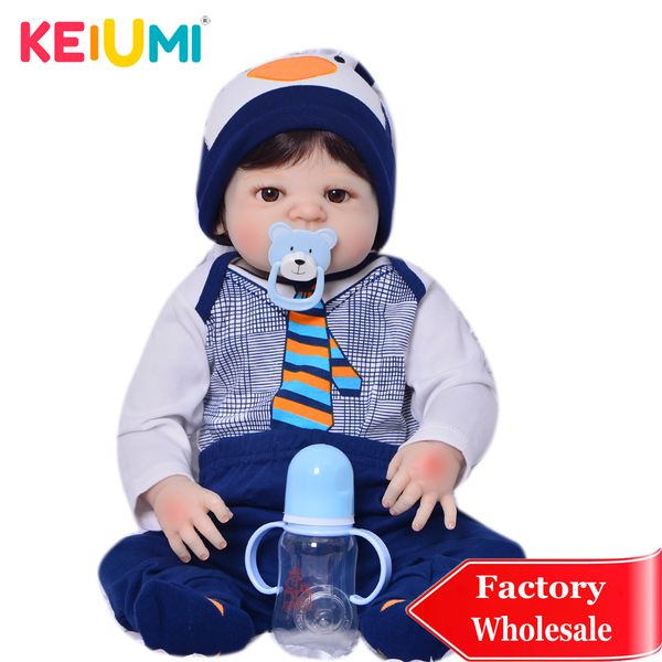 

limited collect 23 inch reborn baby doll toys 57 cm full silicone vinyl realistic handsome babies doll boys kid birthday present t200209