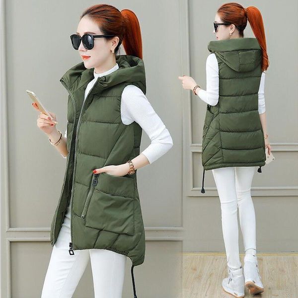 

sleeveless coat women clothes new 2020 big pocket vest women waistcoat long slim thickening warm vests female jacket black, Black;white