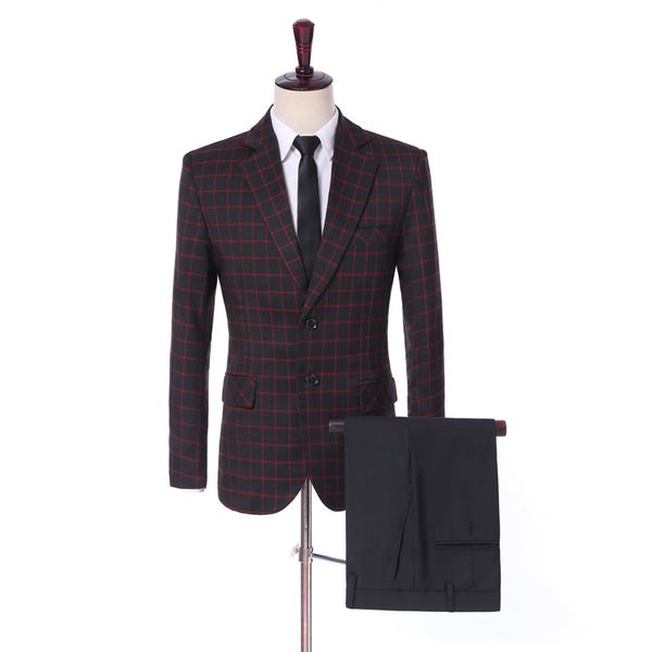 

latest design back vent two buttons glen plaid groom tuxedos notch lapel groomsmen wedding men party suits (jacket+pants+tie) w39, Black;gray