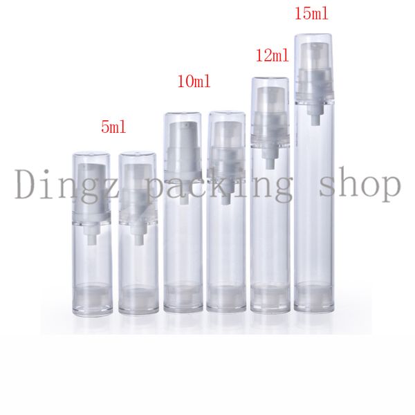 Heißer Verkauf 30 teile/los, 15 ml transparente Airless-Vakuumpumpe Lotionsflasche mit silberner Linie, verwendet für Kosmetikbehälter