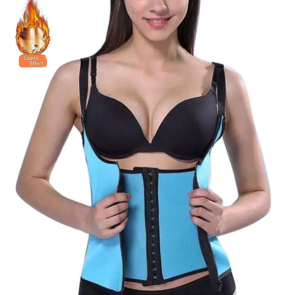 

2019 women slimming belt waist trainer cincher vest body shaper modeling strap belt corset neoprene postpartum sport support, Black;gray