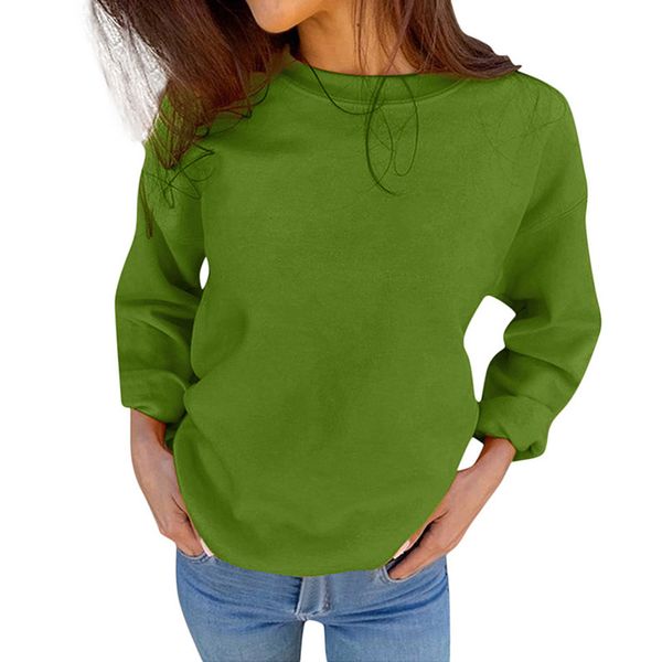 

spring autumn women printed comfortable long sleeve round neck solid color sweatshirt pullover for indoor outdoor 1, Black