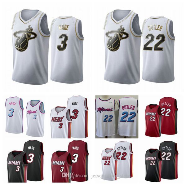 

men youth miami heat dwyane wade 22 butler 14 herro 25 nunn white red black 2019/20 city edition nba player jersey01 04, Black;red