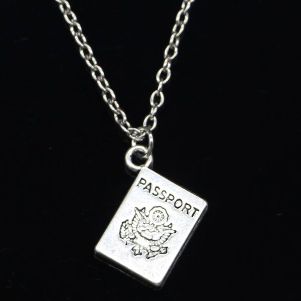 

20 шт. новая мода ожерелье 18x14mm книга паспорт серебряные подвески короткие длинные женщины мужчины colar подарок ювелирные изделия колье, Silver
