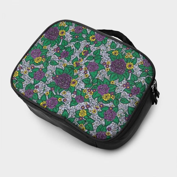 

whereisart trendy traveling case bag ladies henna flowers pattern clear makeup bags female wash beaut kit storage mujer