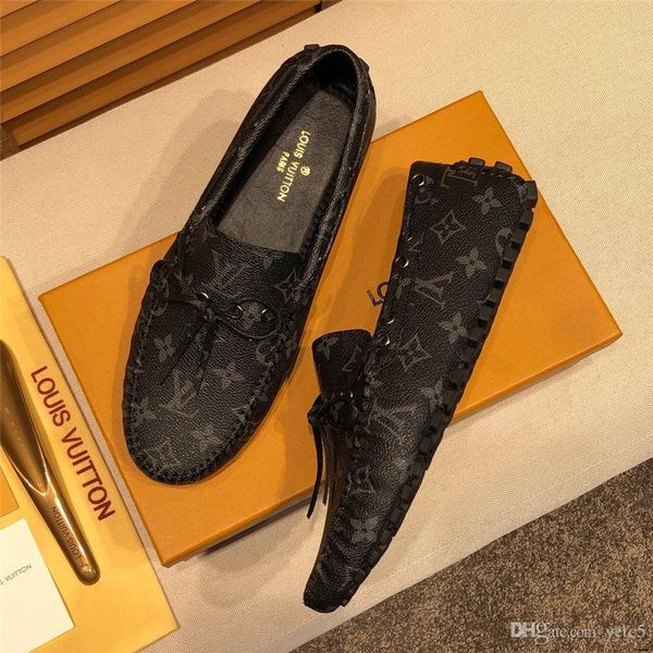 

19fw genuine leather leisure soft comfy casual loafers shoes for men classics retro flat slip on shoes concise driving shoes yecq7, Black